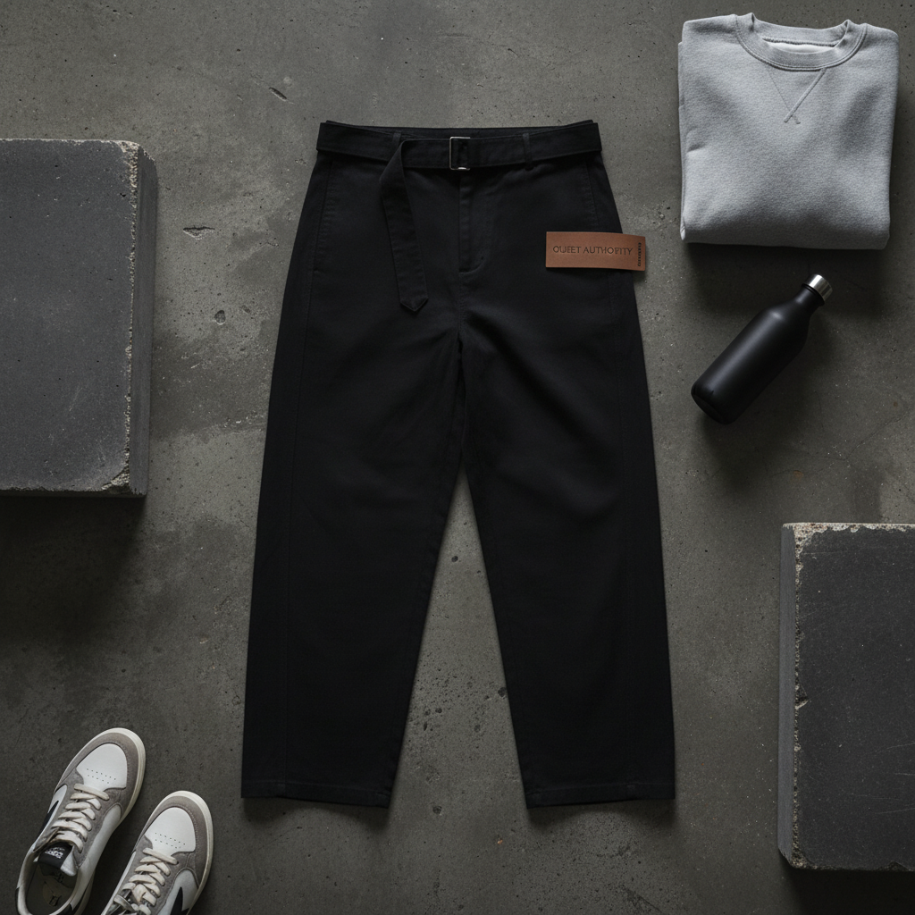 Belted Barrel-Leg Chino Pants