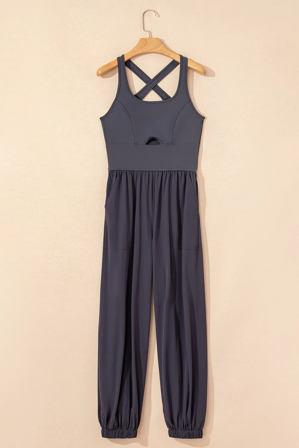 Cutout Square Neck Wide Strap Active Jumpsuit - Premium Activewear from Trendsi - Just $29.96! Shop now at Craftklart.store
