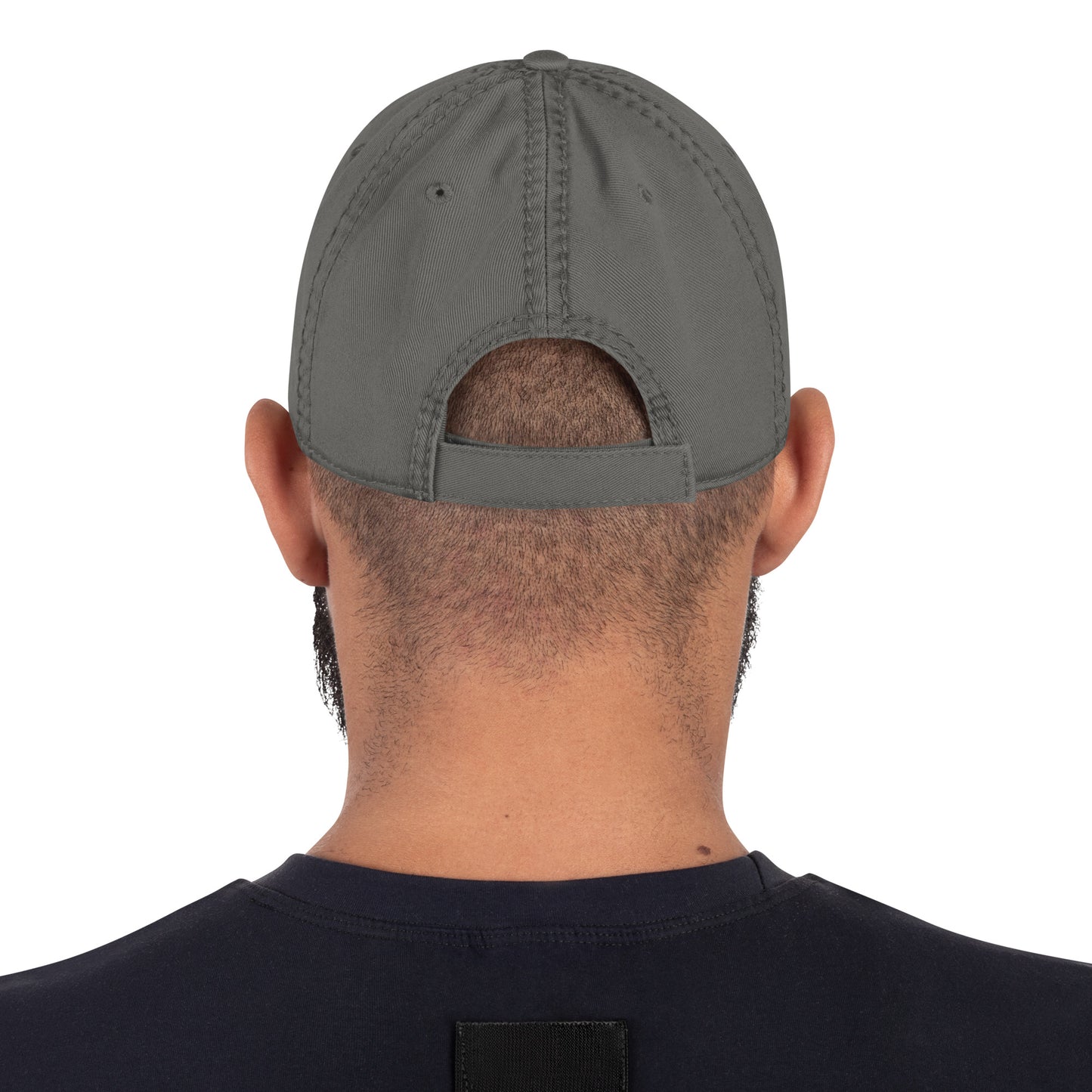 Craftklart distressed dad hat in charcoal grey, featuring a classic baseball cap design with a worn, vintage look.