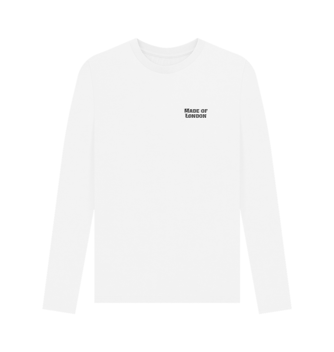 White Printed Long Sleeve T Shirt Front