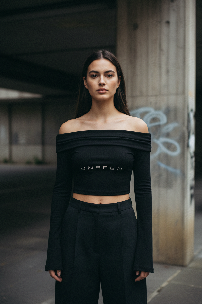 Off-Shoulder Bell Sleeve Crop Top