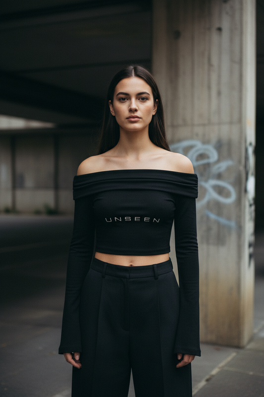 Off-Shoulder Bell Sleeve Crop Top