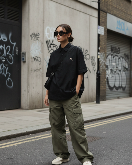 Boxy Short Sleeve Shirt – Unisex Cotton Lapel