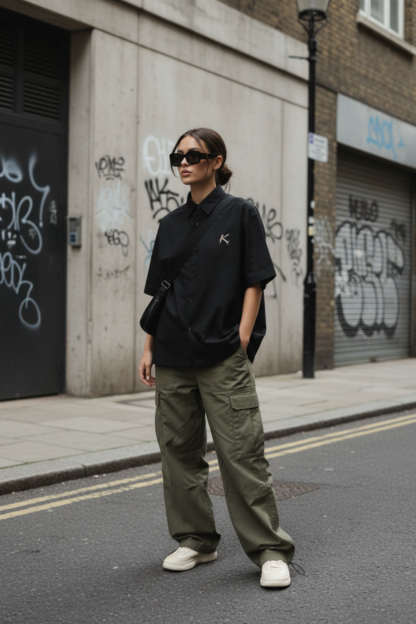 Boxy Short Sleeve Shirt – Unisex Cotton Lapel
