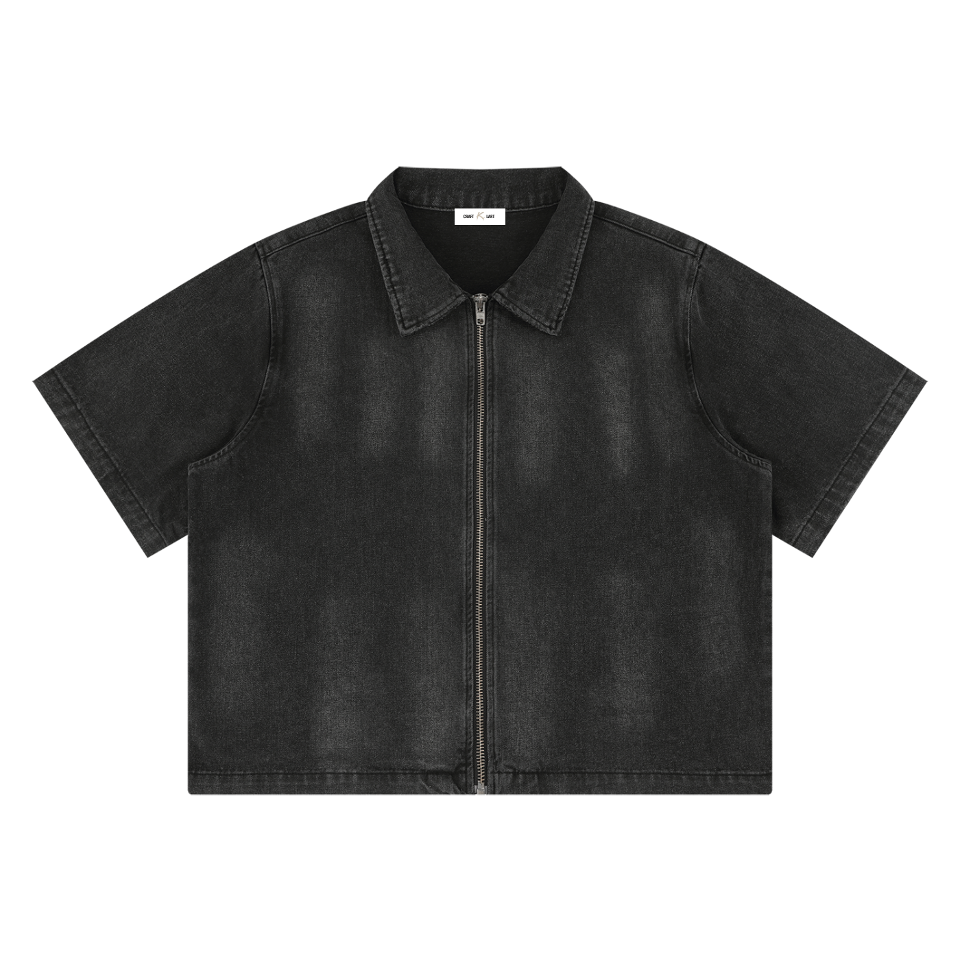 Hot KWashed Full-Zip Denim Shirt