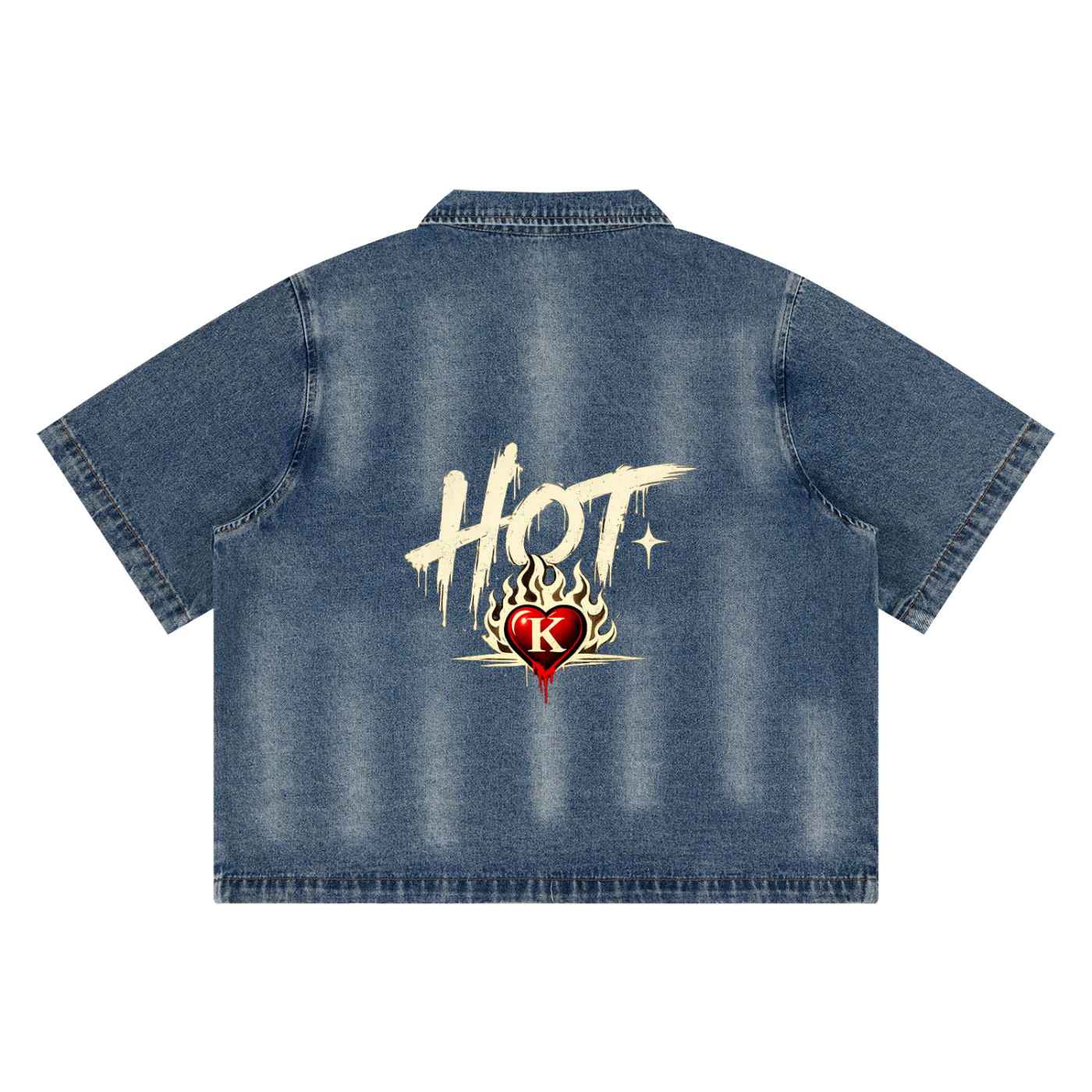 Hot KWashed Full-Zip Denim Shirt