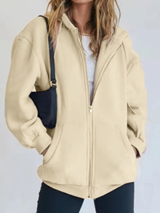 Women's Sumer Zip-Up Drawstring Hoodie - Premium Hoodie from Trendsi - Just $26.53! Shop now at Craftklart.store