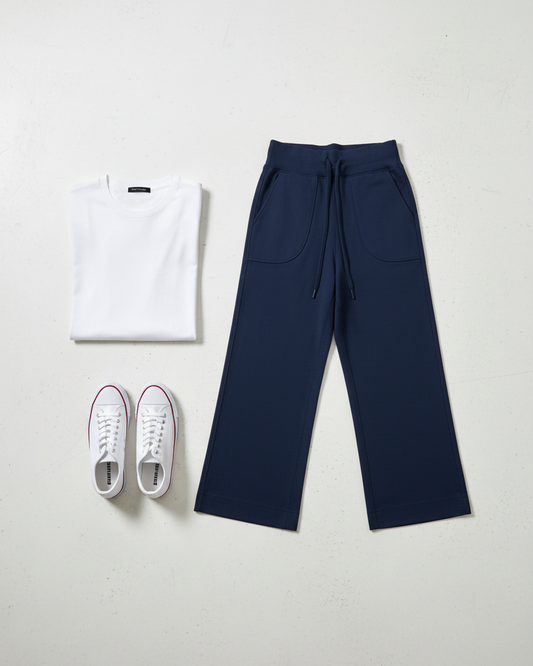 High Rise Straight Leg Trousers — Nylon Stretch