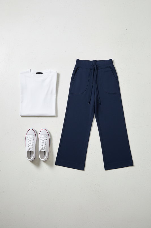 High Rise Straight Leg Trousers — Nylon Stretch