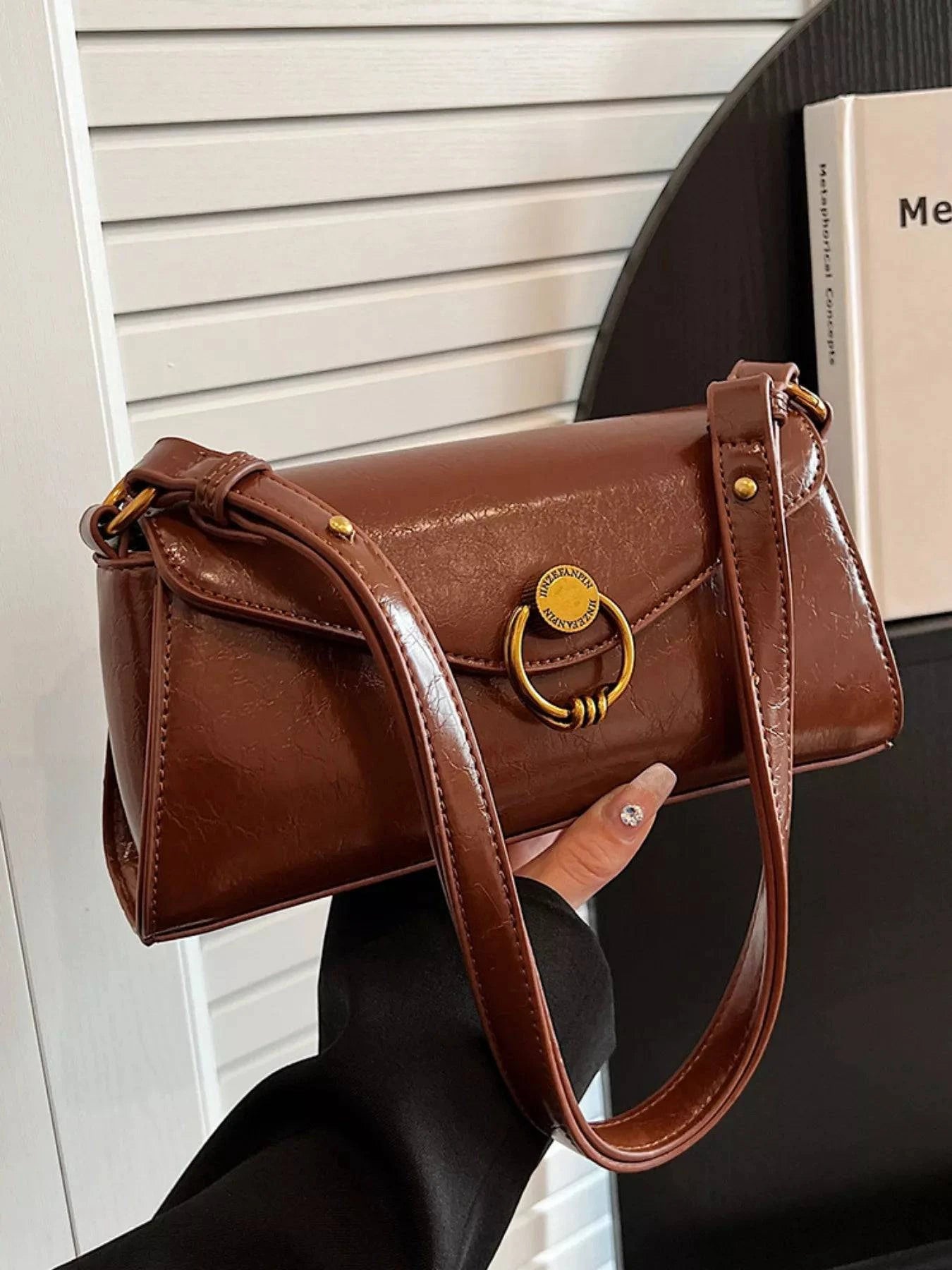 Retro Ring Decor Shoulder Bag | Minimalist Streetwear | Craftklart