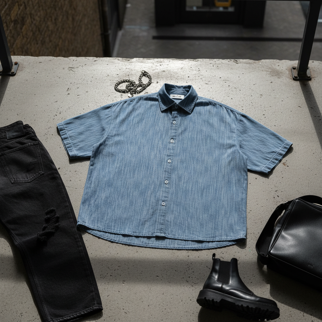Boxy Vintage Wash Denim Shirt