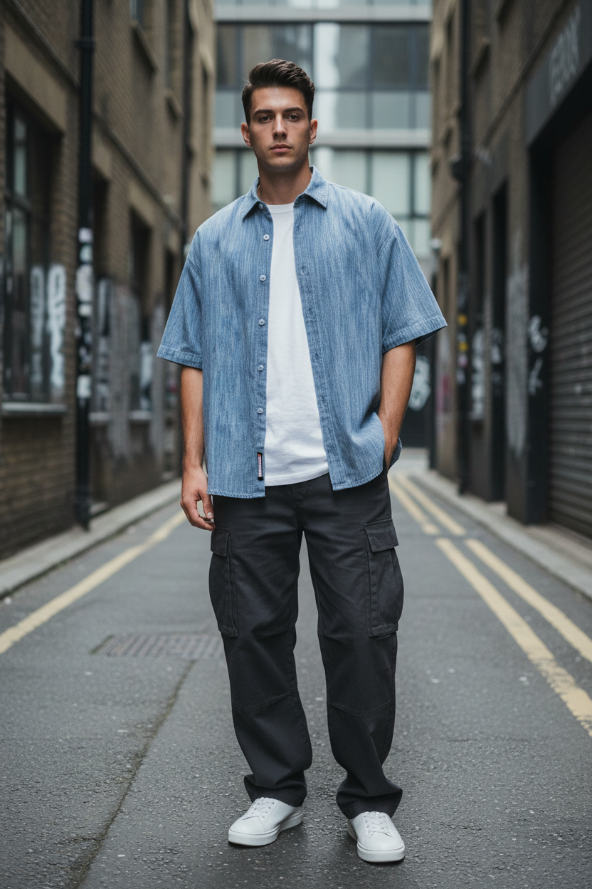Boxy Vintage Wash Denim Shirt