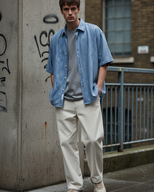 Boxy Vintage Wash Denim Shirt