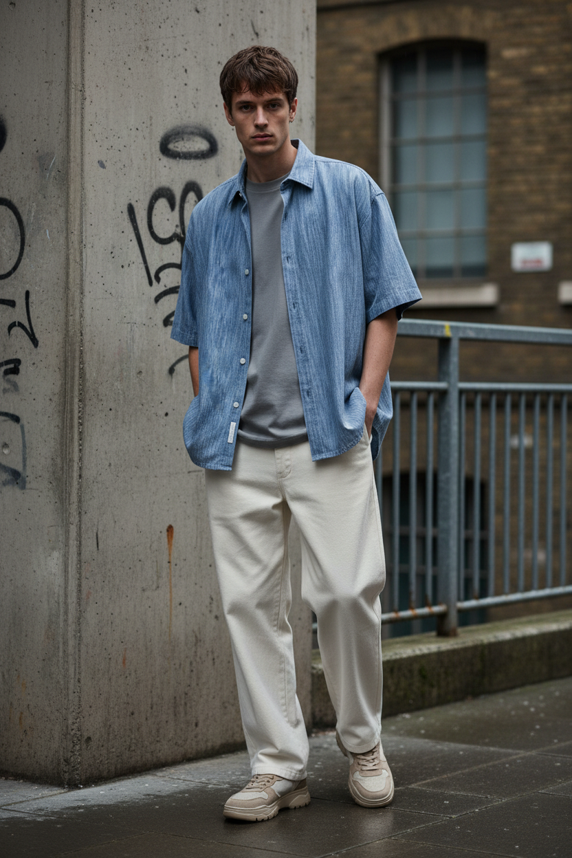 Boxy Vintage Wash Denim Shirt