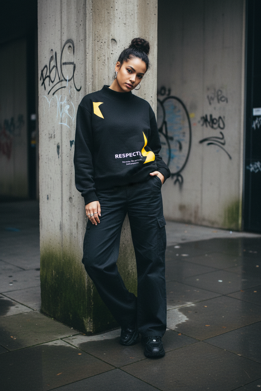 Oversized Mock-Neck Crop Sweatshirt