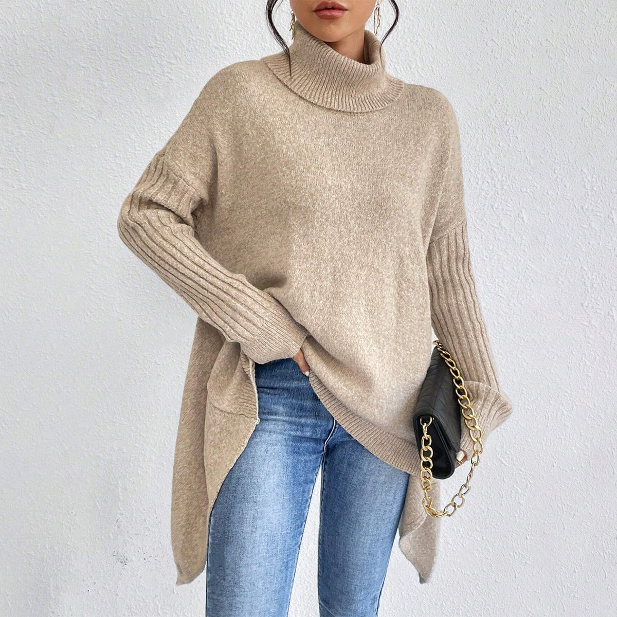 Irregular Turtleneck Sweater