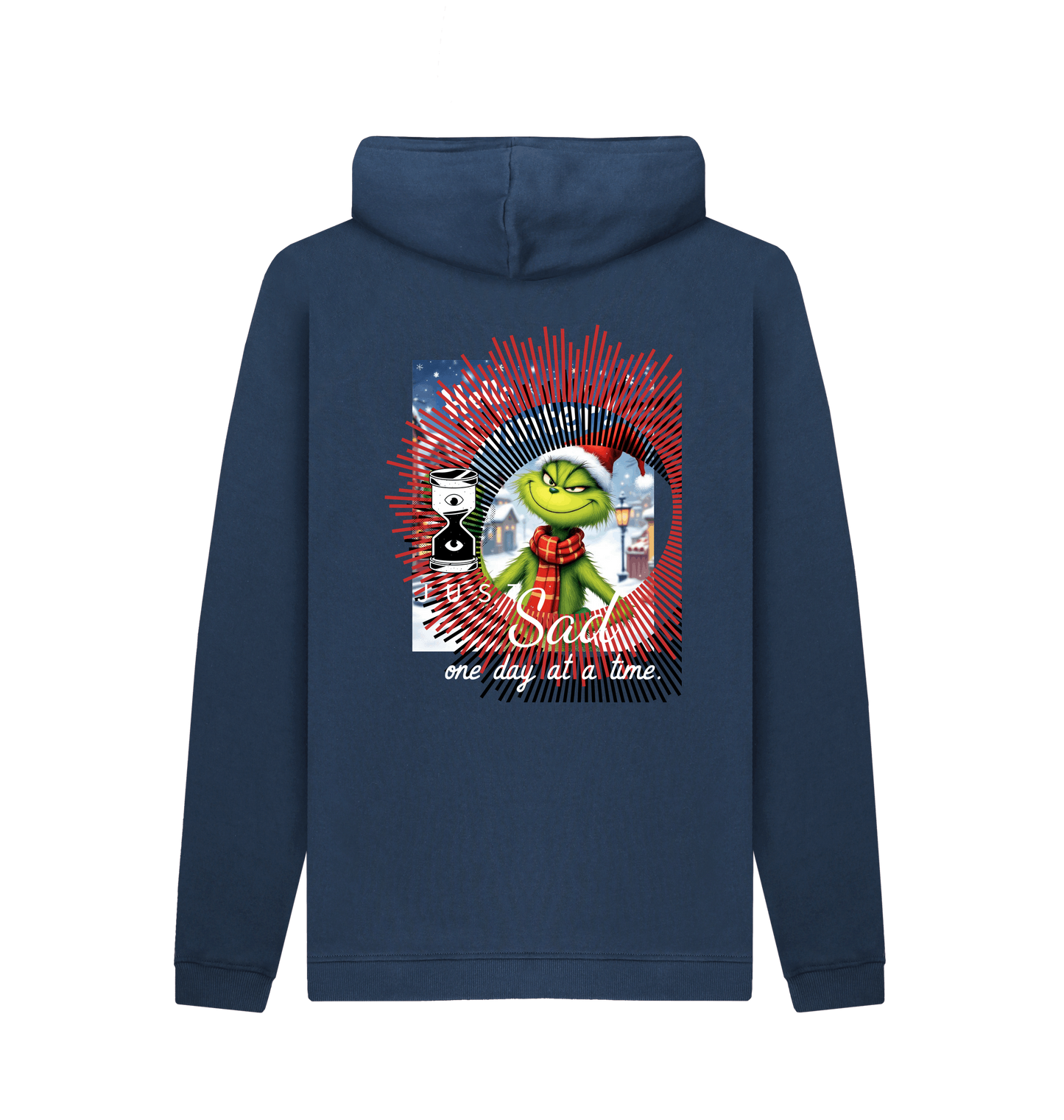 Navy Printed Hoody Back