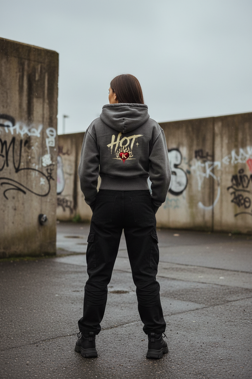 Vintage Washed Cropped Fleece Hoodie – Women's