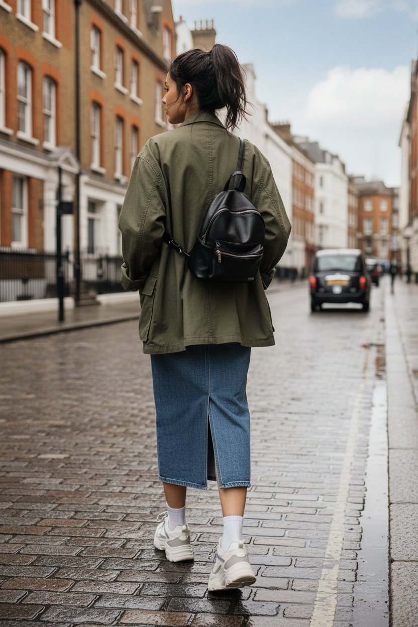 Washed Denim Midi Skirt — Bodycon Fit | Craftklart