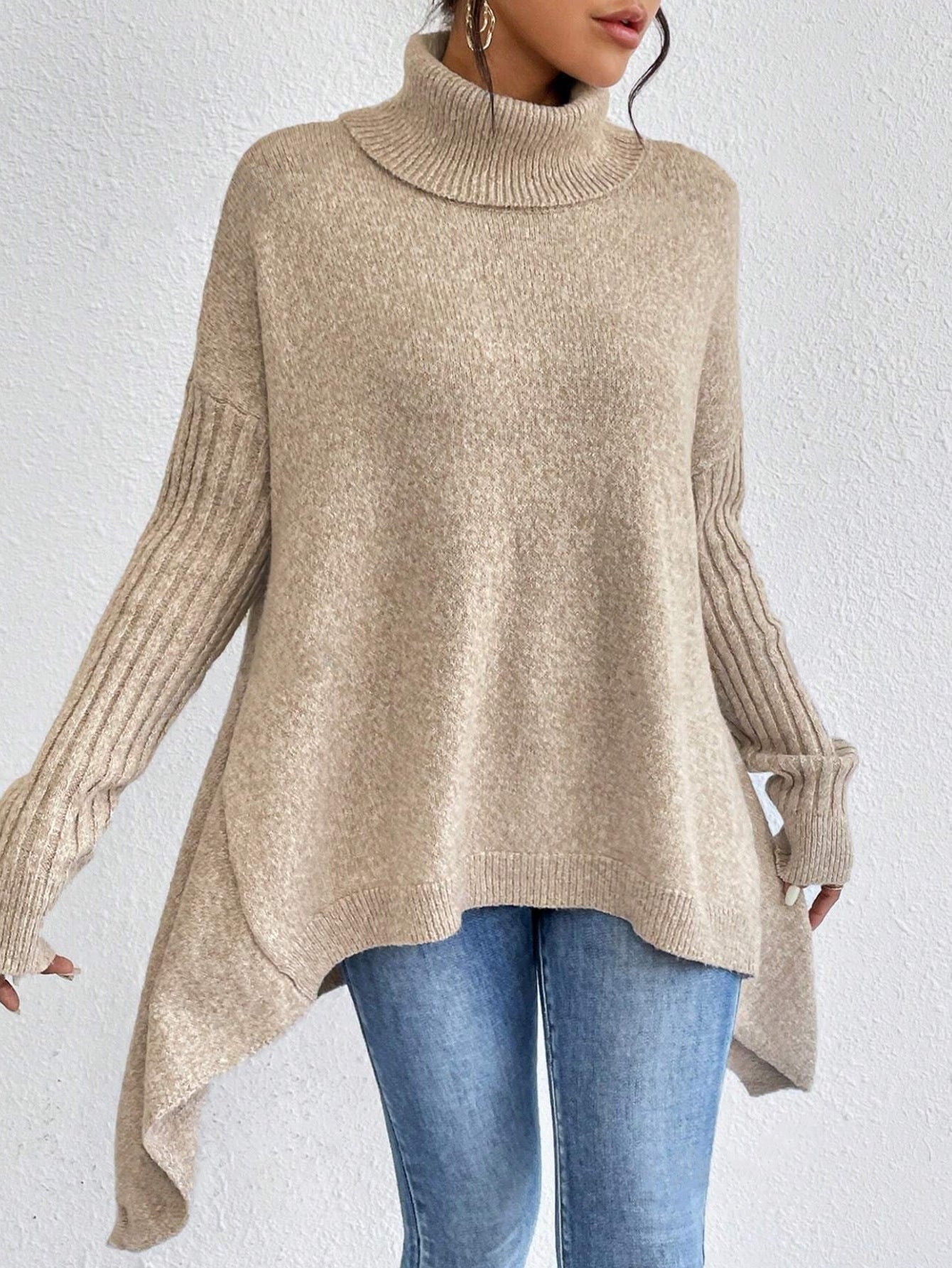 Irregular Turtleneck Sweater