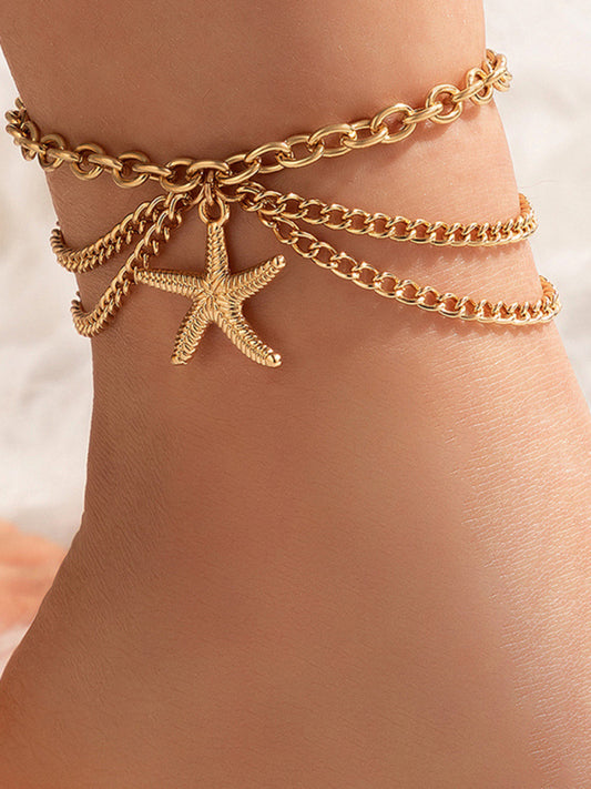 Gold heart-shaped chain anklet tassel snake-shaped pendant three-layer anklet for women - Premium Bracelet from kakaclo - Just $4.16! Shop now at Craftklart.store