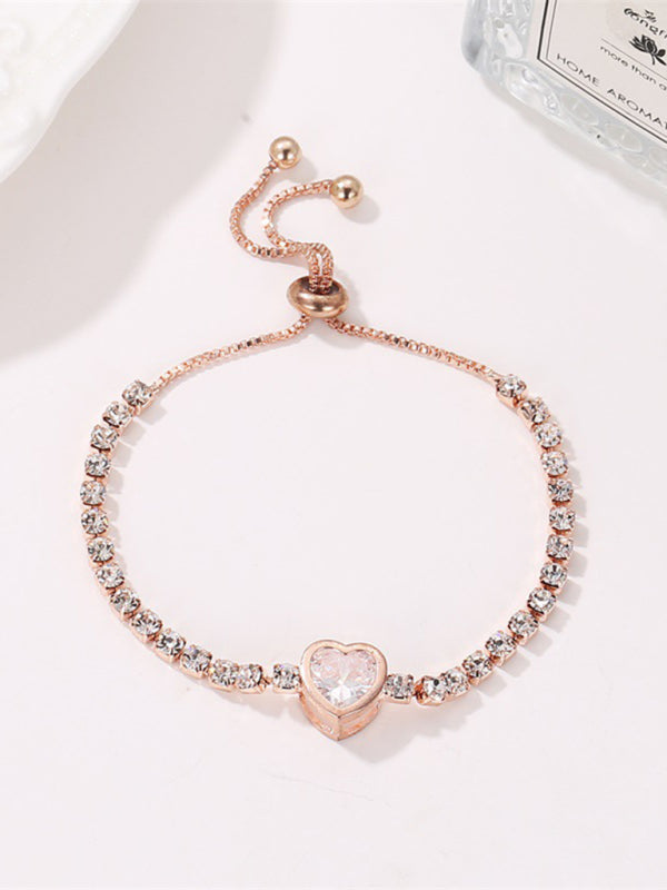 Fashion Rose Gold Heart Zircon Bracelet Simple - Premium Bracelet from kakaclo - Just $5.16! Shop now at Craftklart.store
