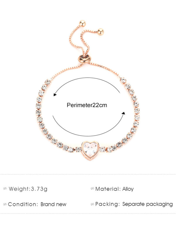 Fashion Rose Gold Heart Zircon Bracelet Simple - Premium Bracelet from kakaclo - Just $5.16! Shop now at Craftklart.store