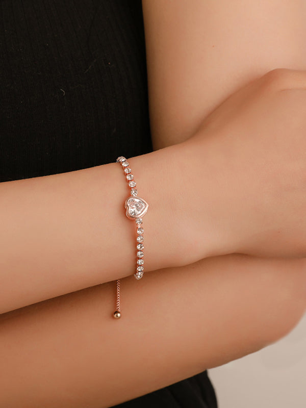 Fashion Rose Gold Heart Zircon Bracelet Simple - Premium Bracelet from kakaclo - Just $5.16! Shop now at Craftklart.store