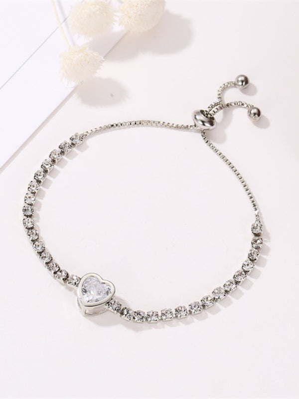 Fashion Rose Gold Heart Zircon Bracelet Simple - Premium Bracelet from kakaclo - Just $5.16! Shop now at Craftklart.store