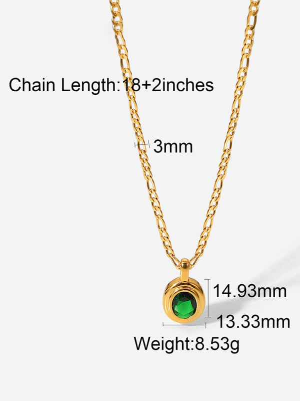 New Stainless Steel Jewelry Cubic Zirconia Oval Pendant Necklace - Premium Necklace from kakaclo - Just $7.83! Shop now at Craftklart.store