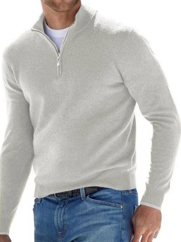 Long Sleeve V Neck Wool Fleece Zipper Men's Casual Top Polo Shirt - Premium Polo from Craftklart Dropship - Just $17.87! Shop now at Craftklart.store
