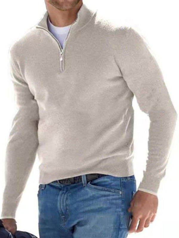 Long Sleeve V Neck Wool Fleece Zipper Men's Casual Top Polo Shirt - Premium Polo from Craftklart Dropship - Just $17.87! Shop now at Craftklart.store