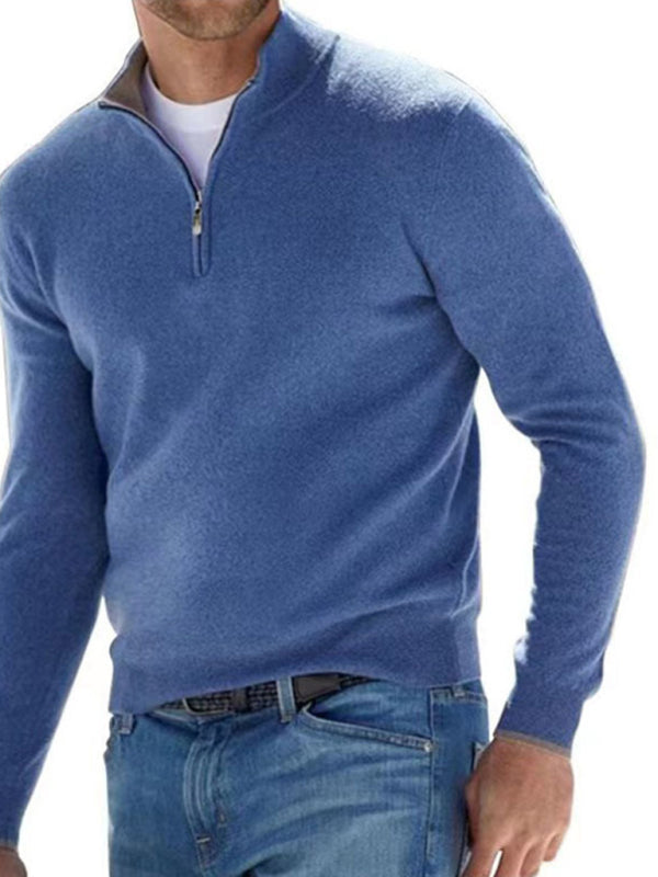 Long Sleeve V Neck Wool Fleece Zipper Men's Casual Top Polo Shirt - Premium Polo from Craftklart Dropship - Just $17.87! Shop now at Craftklart.store