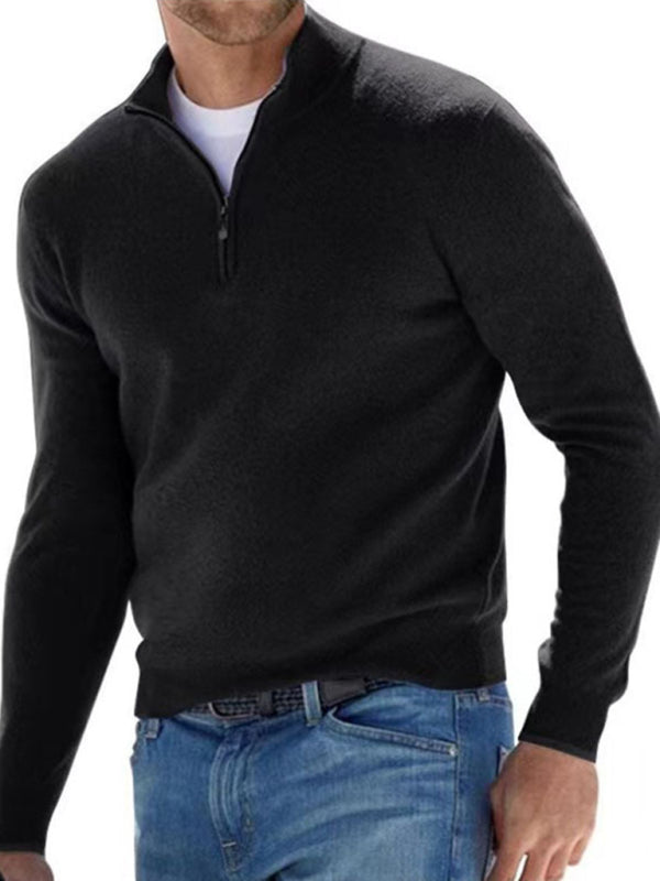 Long Sleeve V Neck Wool Fleece Zipper Men's Casual Top Polo Shirt - Premium Polo from Craftklart Dropship - Just $17.87! Shop now at Craftklart.store