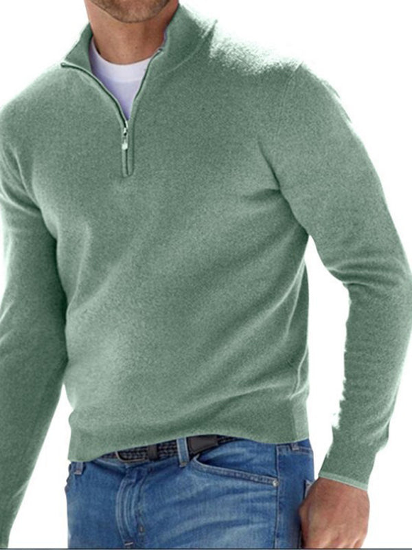 Long Sleeve V Neck Wool Fleece Zipper Men's Casual Top Polo Shirt - Premium Polo from Craftklart Dropship - Just $17.87! Shop now at Craftklart.store