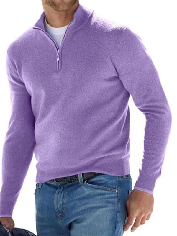 Long Sleeve V Neck Wool Fleece Zipper Men's Casual Top Polo Shirt - Premium Polo from Craftklart Dropship - Just $17.87! Shop now at Craftklart.store