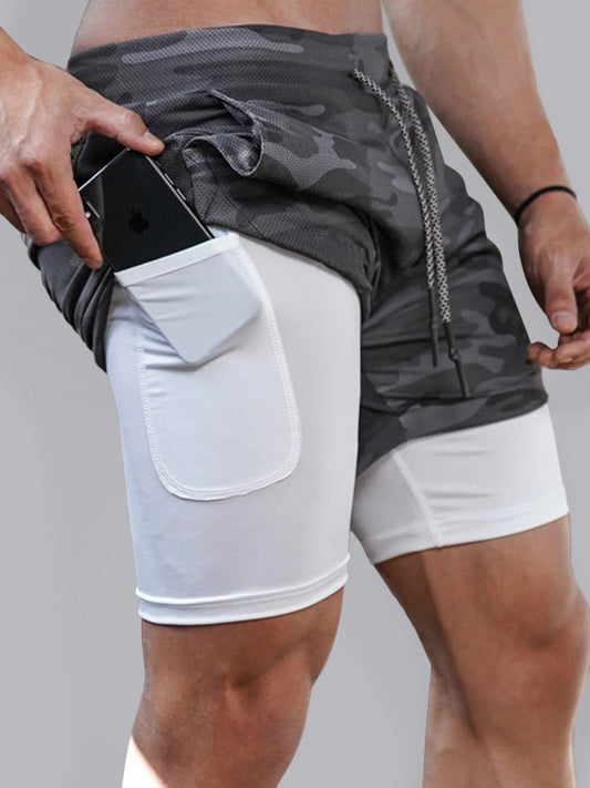 Men's athleisure fake two-piece shorts - Premium Shorts from kakaclo - Just $9.99! Shop now at Craftklart.store