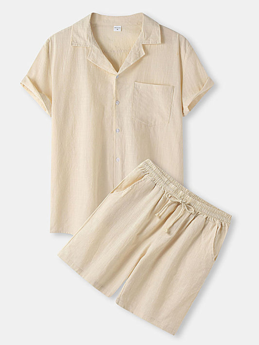 Men's  Cotton Linen T-shirt & Shorts  Casual Set - Premium Set from Craftklart Dropship - Just $15.70! Shop now at Craftklart.store