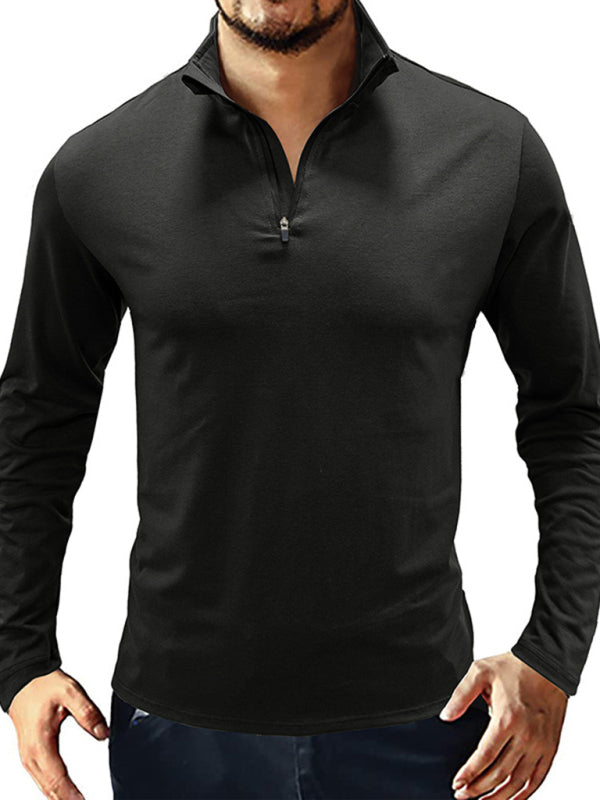 New Men's Long Sleeve Stand Collar Pullover Zip Polo Shirt - Premium Polo from kakaclo - Just $13.92! Shop now at Craftklart.store