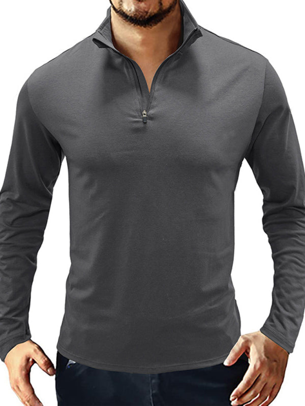 New Men's Long Sleeve Stand Collar Pullover Zip Polo Shirt - Premium Polo from kakaclo - Just $13.92! Shop now at Craftklart.store