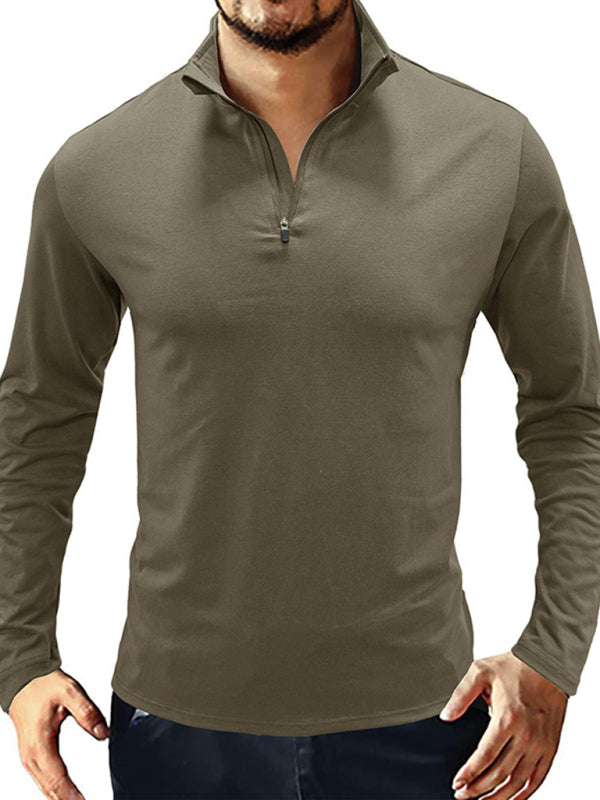 New Men's Long Sleeve Stand Collar Pullover Zip Polo Shirt - Premium Polo from kakaclo - Just $13.92! Shop now at Craftklart.store