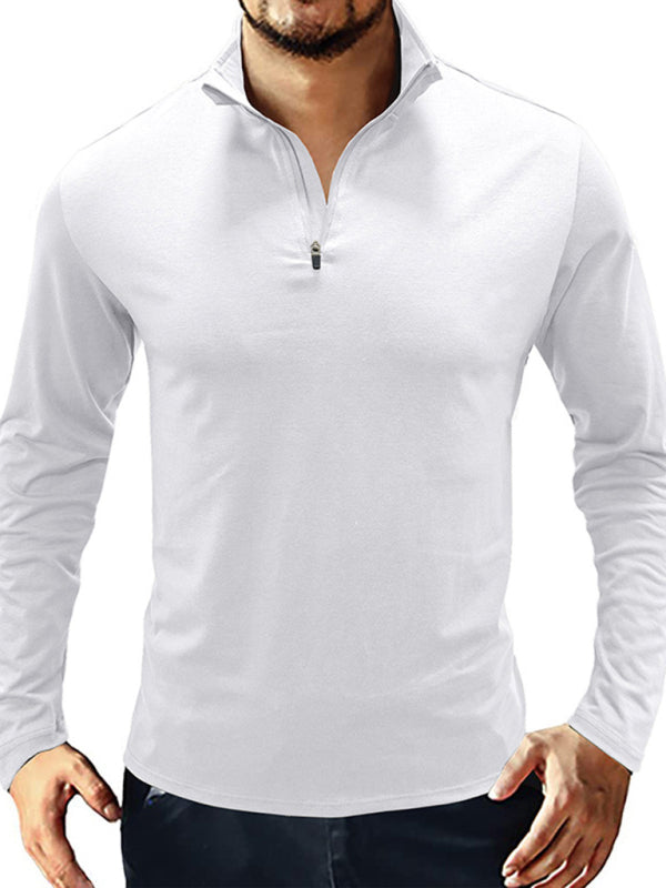 New Men's Long Sleeve Stand Collar Pullover Zip Polo Shirt - Premium Polo from kakaclo - Just $13.92! Shop now at Craftklart.store