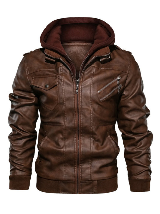 Men's Motorcycle Leather Jacket Men's Zipper PU Jacket - Premium Jacket from kakaclo - Just $26.59! Shop now at Craftklart.store
