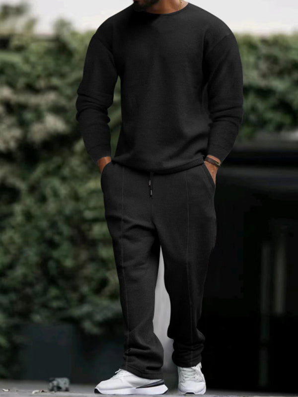 Men's New Long-sleeved Trousers Round-neck Casual Suit - Premium Sets from kakaclo - Just $19! Shop now at Craftklart.store