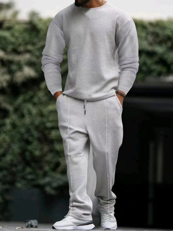 Men's New Long-sleeved Trousers Round-neck Casual Suit - Premium Sets from kakaclo - Just $19! Shop now at Craftklart.store