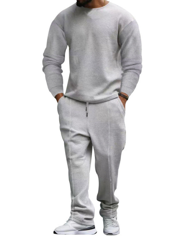Men's New Long-sleeved Trousers Round-neck Casual Suit - Premium Sets from kakaclo - Just $19! Shop now at Craftklart.store