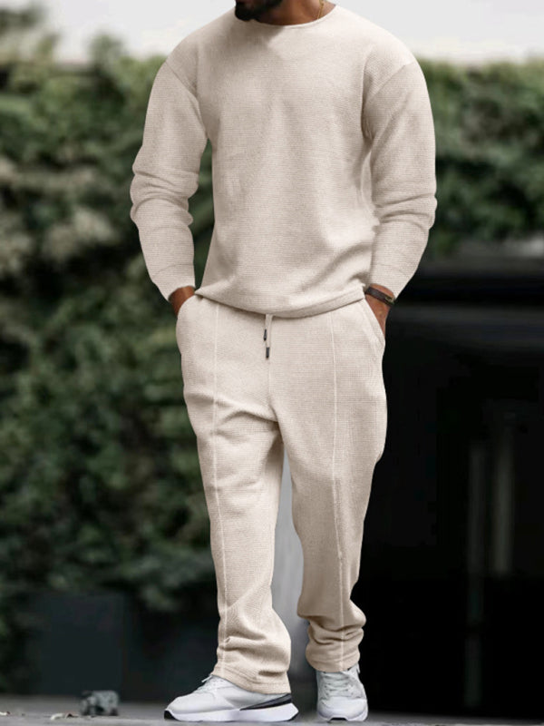 Men's New Long-sleeved Trousers Round-neck Casual Suit - Premium Sets from kakaclo - Just $19! Shop now at Craftklart.store