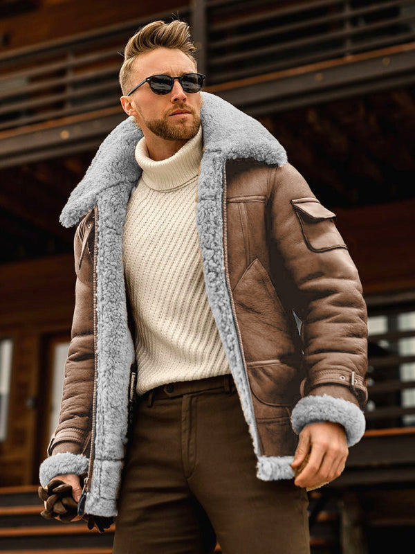 Men's Fur One-piece Thickened Mid-length Jacket - Premium Jacket from Craftklart Dropship - Just $39.98! Shop now at Craftklart.store