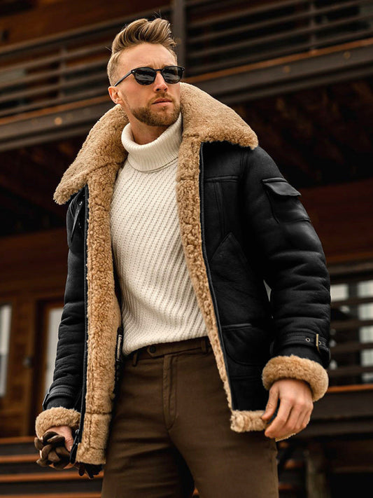 Men's Fur One-piece Thickened Mid-length Jacket - Premium Jacket from Craftklart Dropship - Just $39.98! Shop now at Craftklart.store