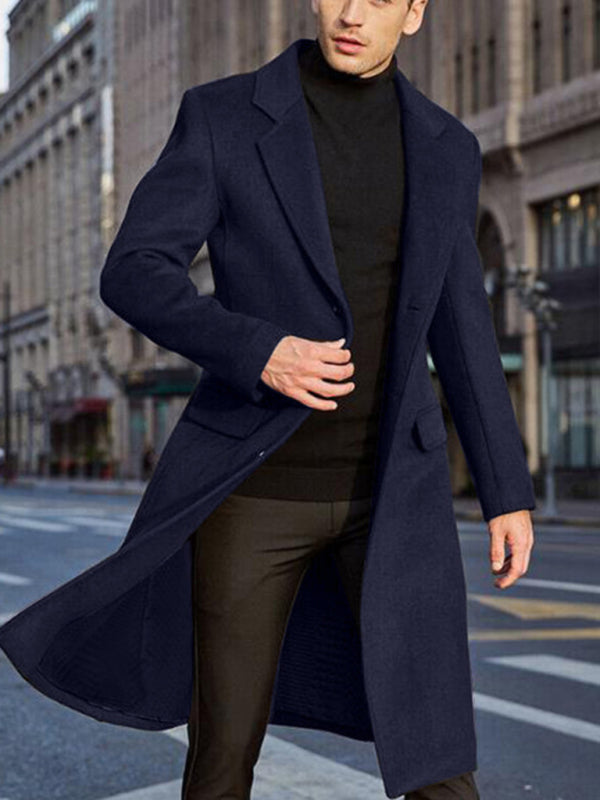 Men's Long Woolen Windbreaker Woolen Coat - Premium Coat from Craftklart Dropship - Just $35.28! Shop now at Craftklart.store